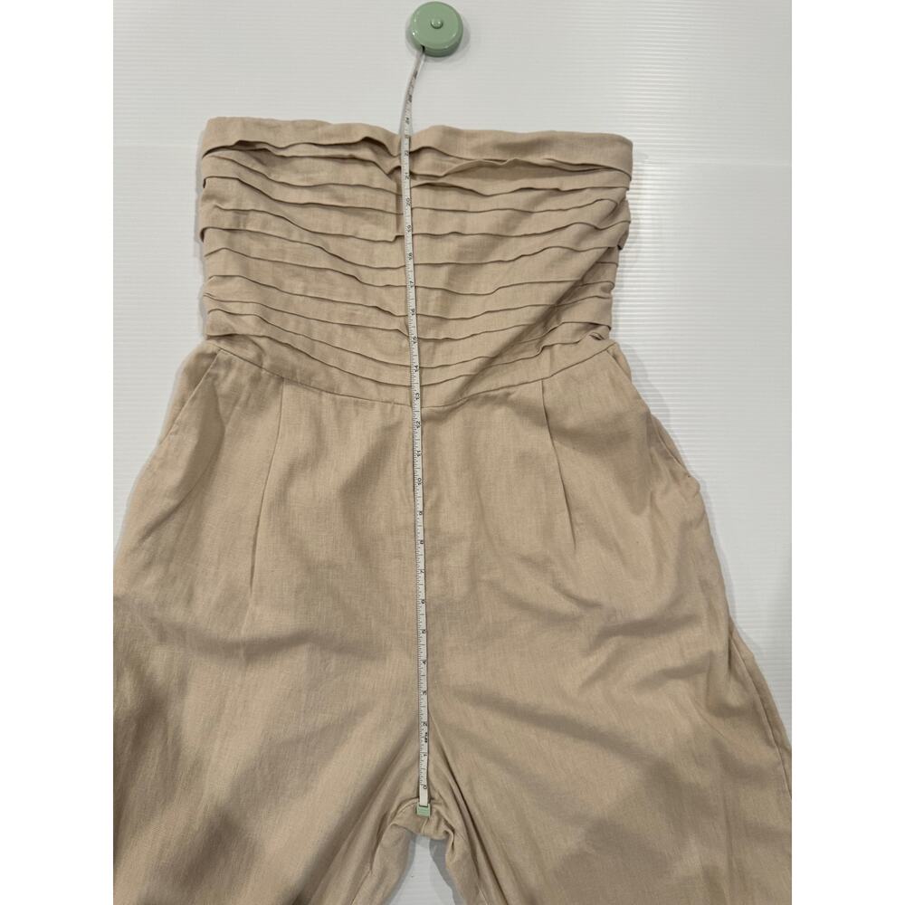Abercrombie & Fitch Emerson Linen Blend Strapless Jumpsuit Beige Size LP Petite - Picture 14 of 16